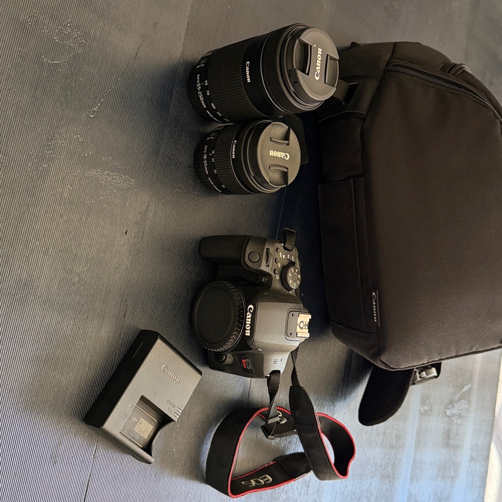 Canon T8i  Camera with 2 Lenses and shoulder Bag